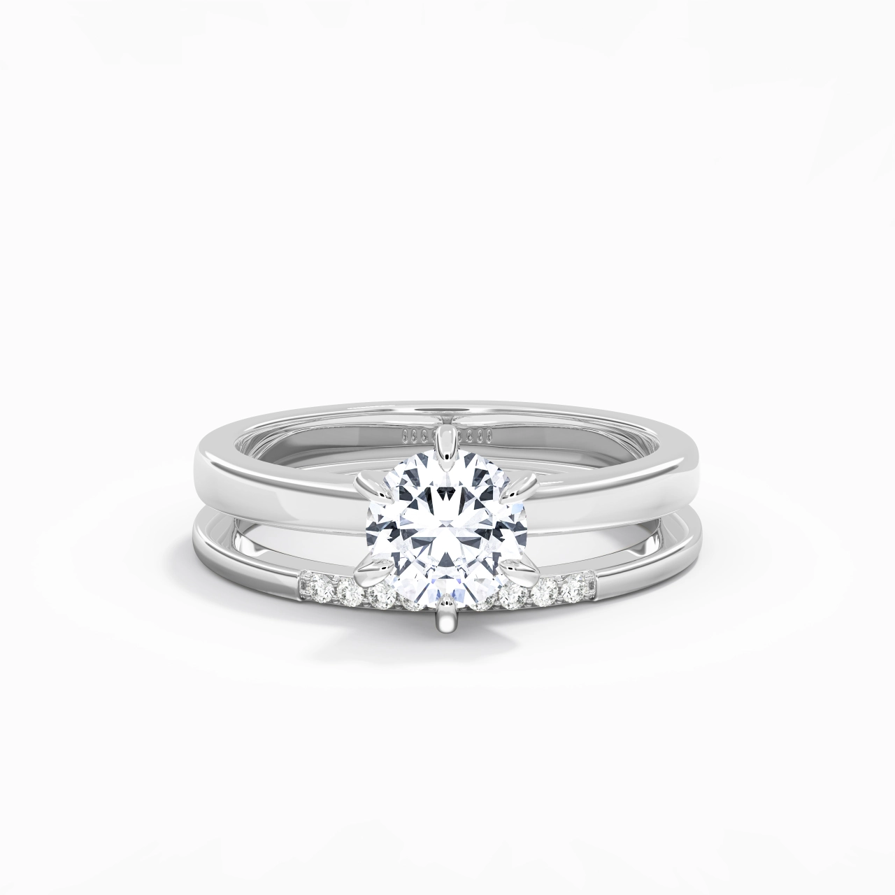 1.00ct Moissanite Wedding Ring Set 925 Sterling Silver