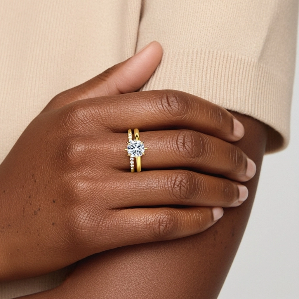 1.00ct Moissanite Ensemble d'alliances Argent sterling 925