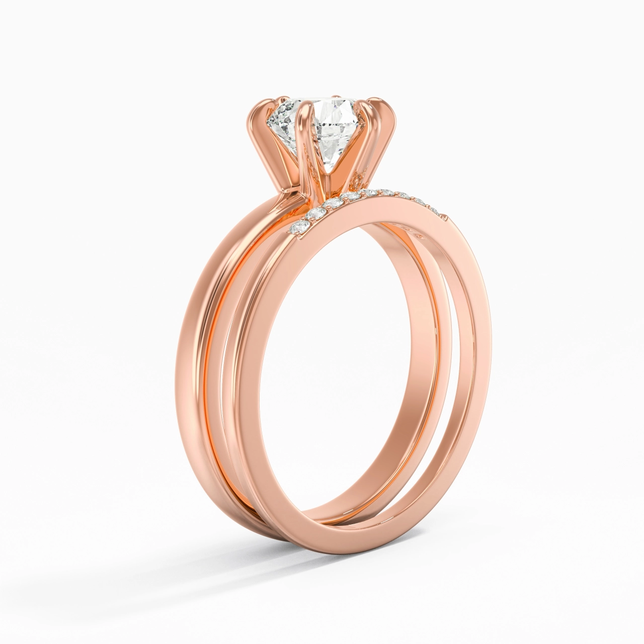 1.00ct Moissanite Wedding Ring Set 14K Rose Gold