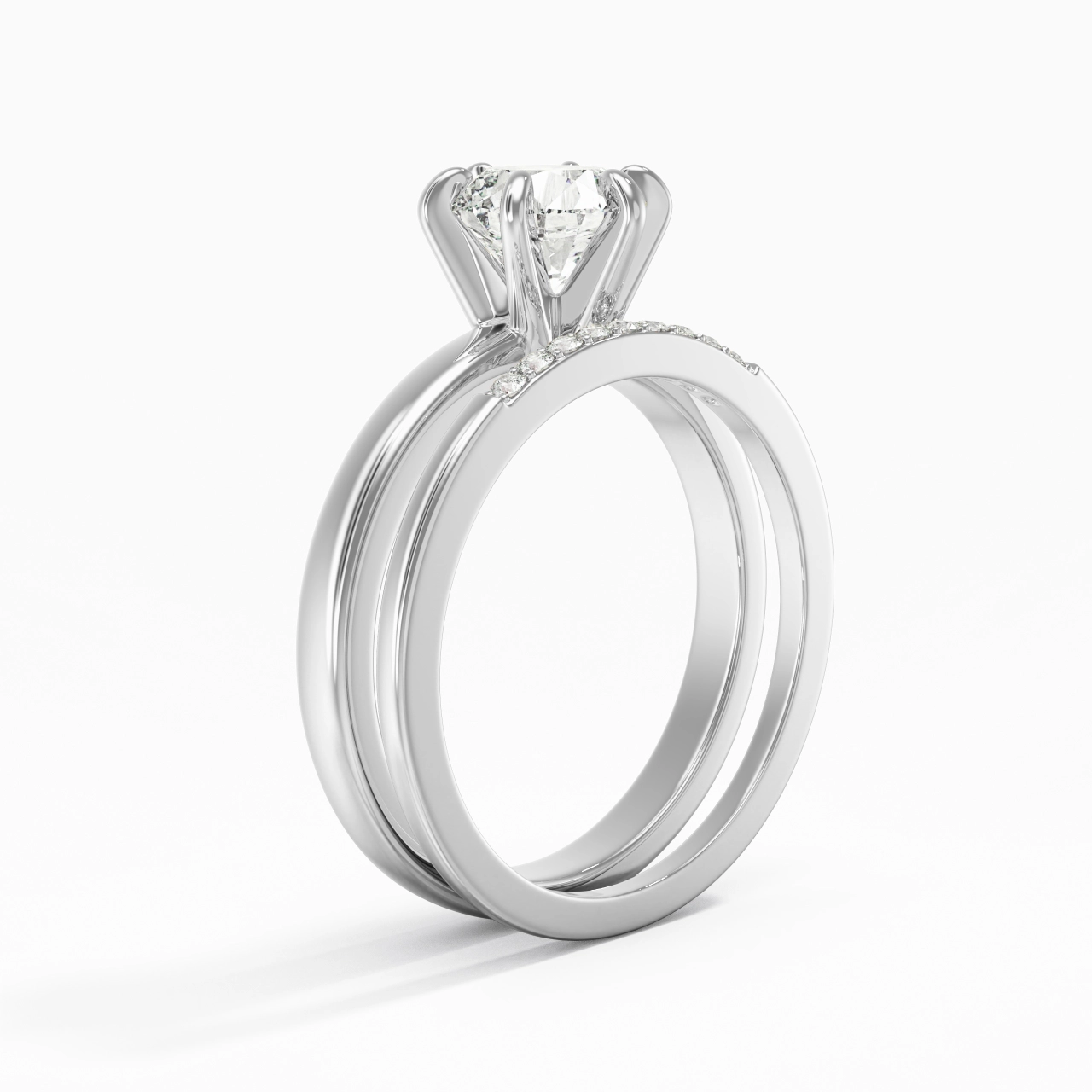 1.00ct Moissanite Wedding Ring Set 925 Sterling Silver