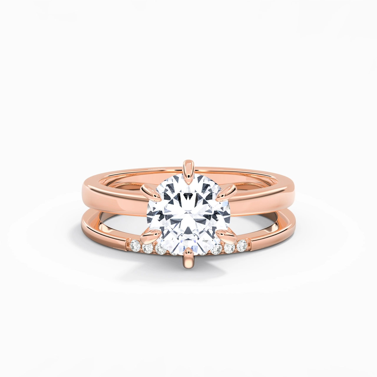 2.00ct Moissanite Wedding Ring Set 14K Rose Gold