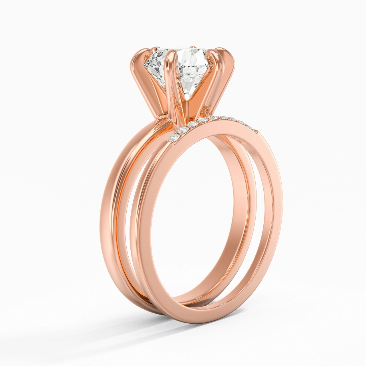 2.00ct Moissanite Wedding Ring Set 14K Rose Gold