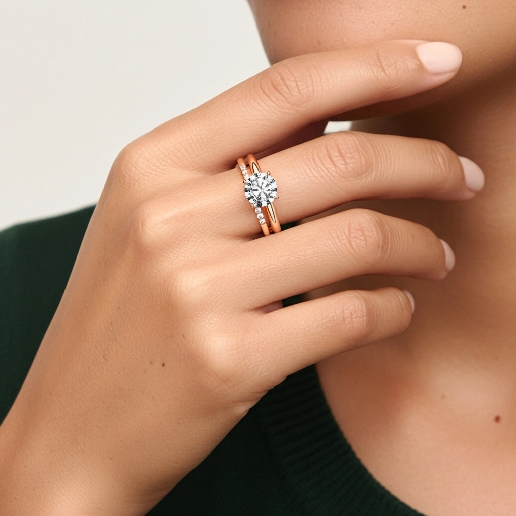 Solitaire Ensemble d'alliances 1.50ct Moissanite