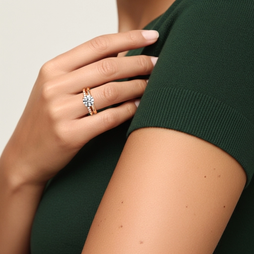 Solitaire Ensemble d'alliances 1.50ct Moissanite