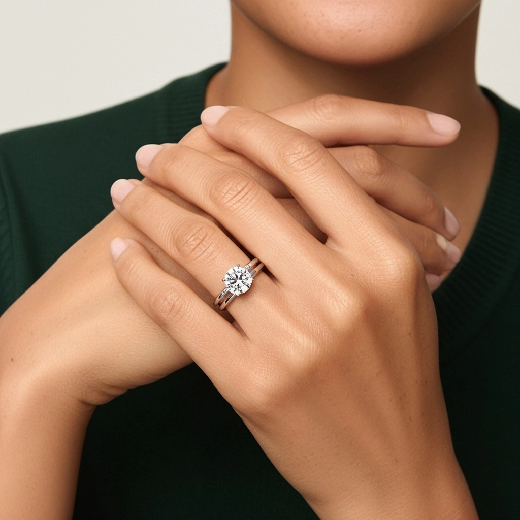 Solitaire Ensemble d'alliances 1.50ct Moissanite