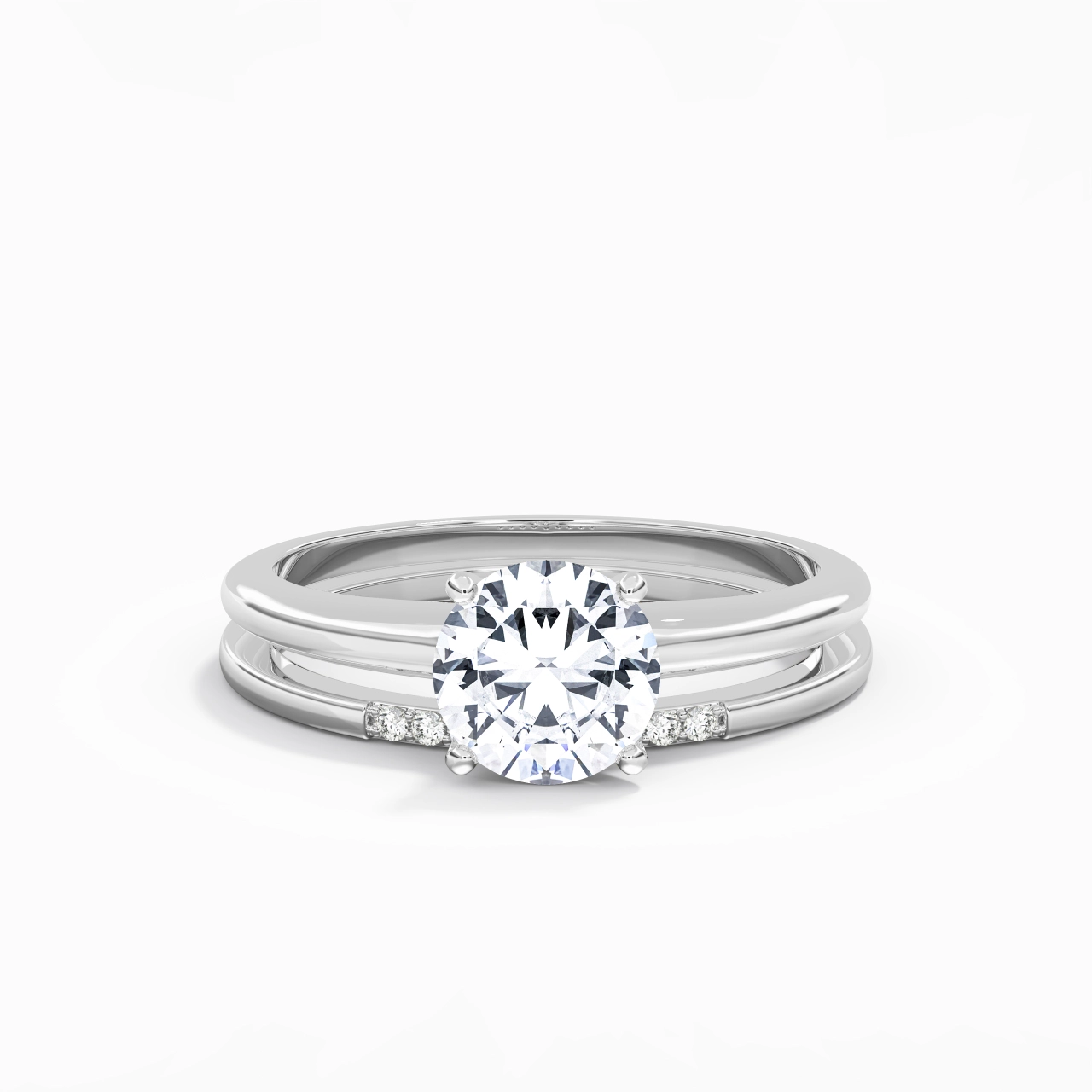 Solitaire Wedding Ring Set 1.50ct Moissanite