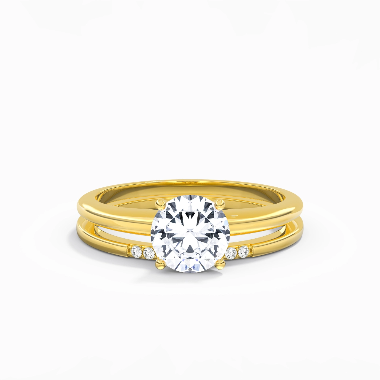 Solitaire Wedding Ring Set 1.50ct Moissanite