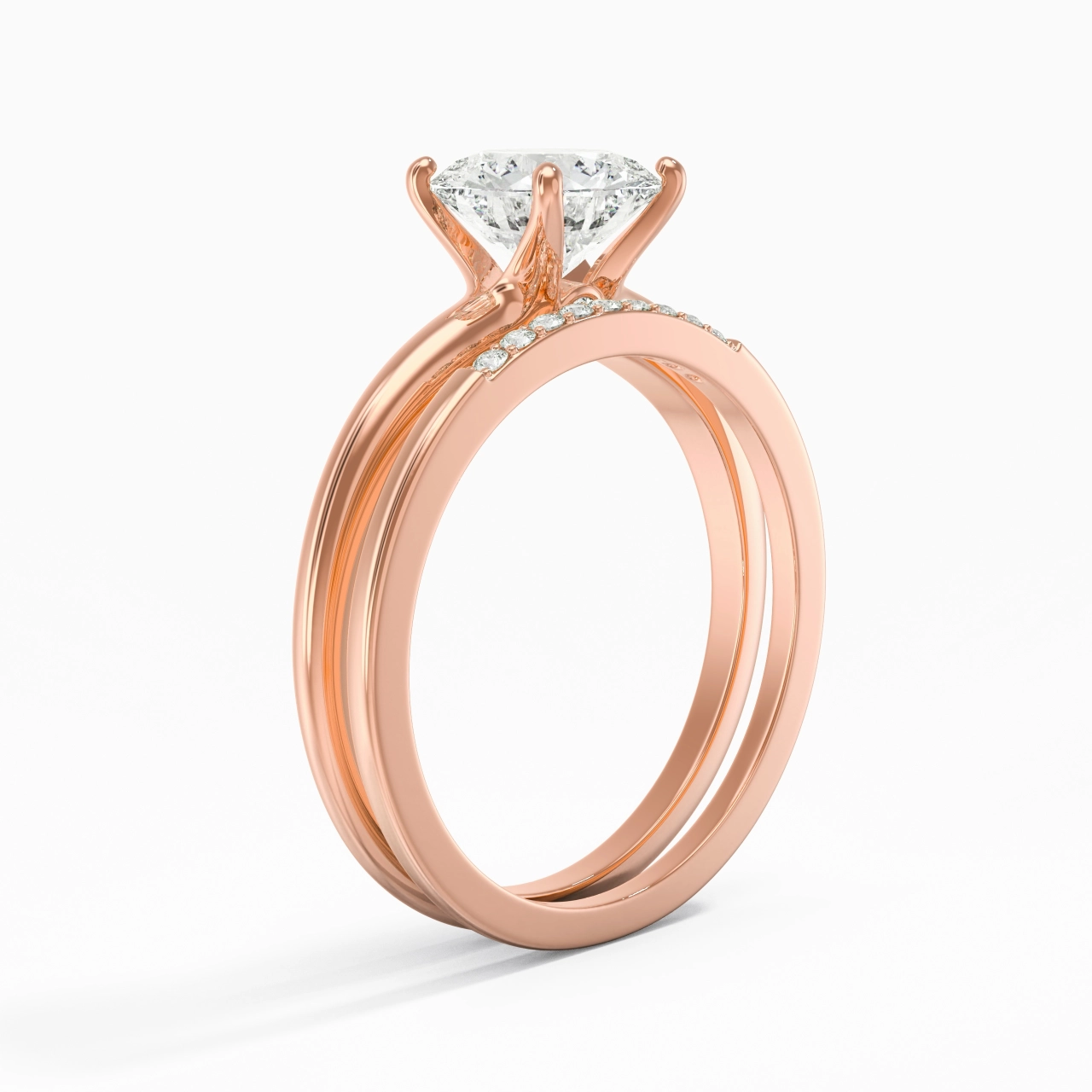 Solitaire Wedding Ring Set 1.50ct Moissanite