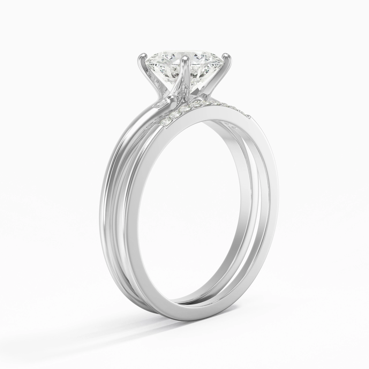 Solitaire Wedding Ring Set 1.50ct Moissanite