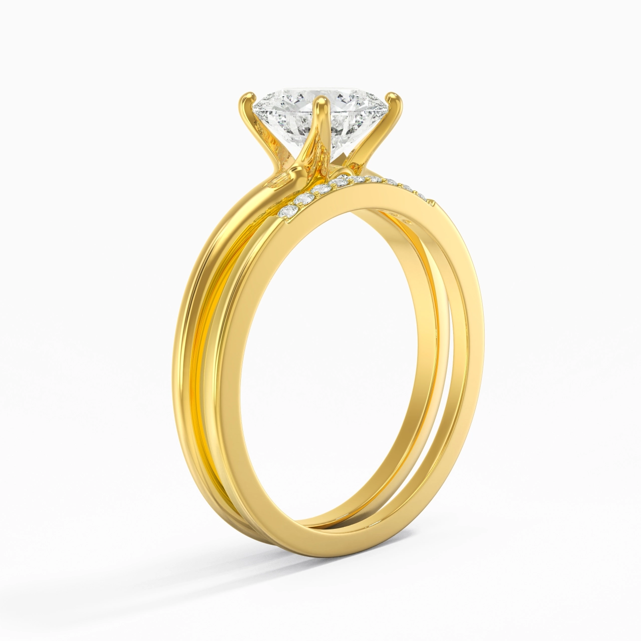 Solitaire Wedding Ring Set 1.50ct Moissanite