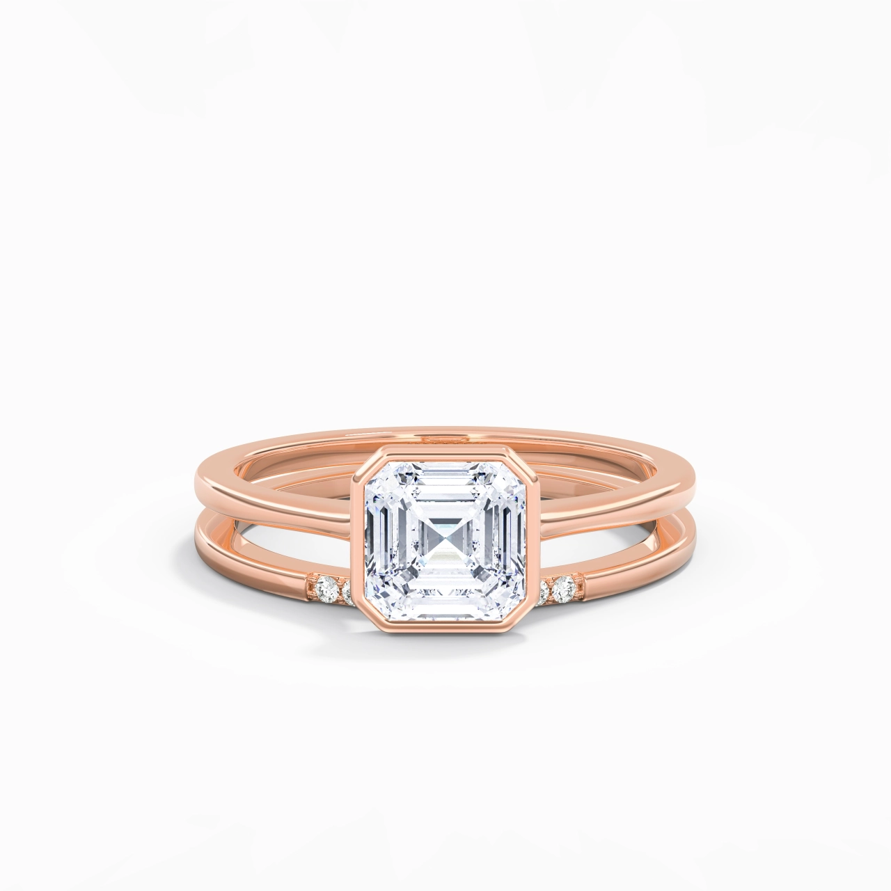 Simple Asscher 1.50ct Moissanite Bridal Set