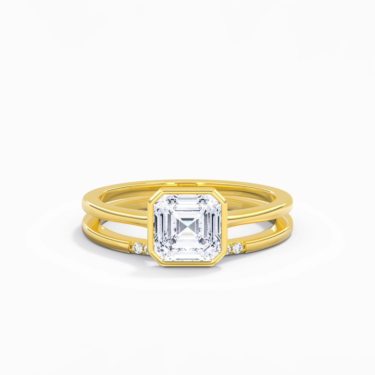 Simple Asscher 1.50ct Moissanite Bridal Set
