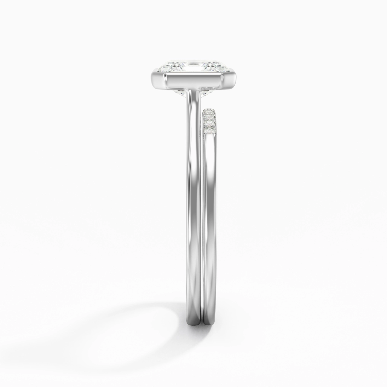 Simple Asscher 1.50ct Moissanite Bridal Set