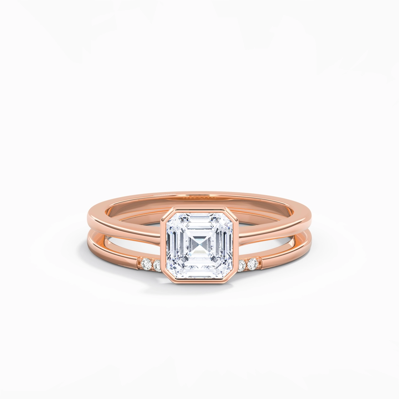 Simple Asscher 1.00ct Moissanite Bridal Set