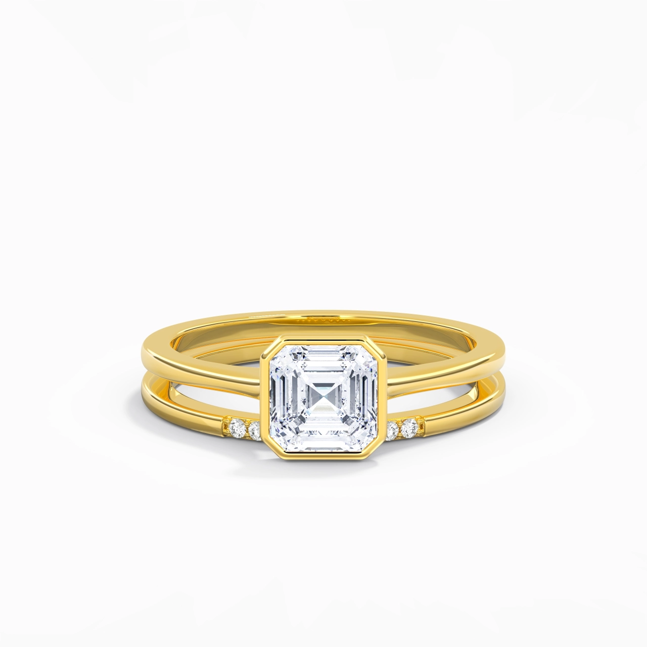 Simple Asscher 1.00ct Moissanite Bridal Set