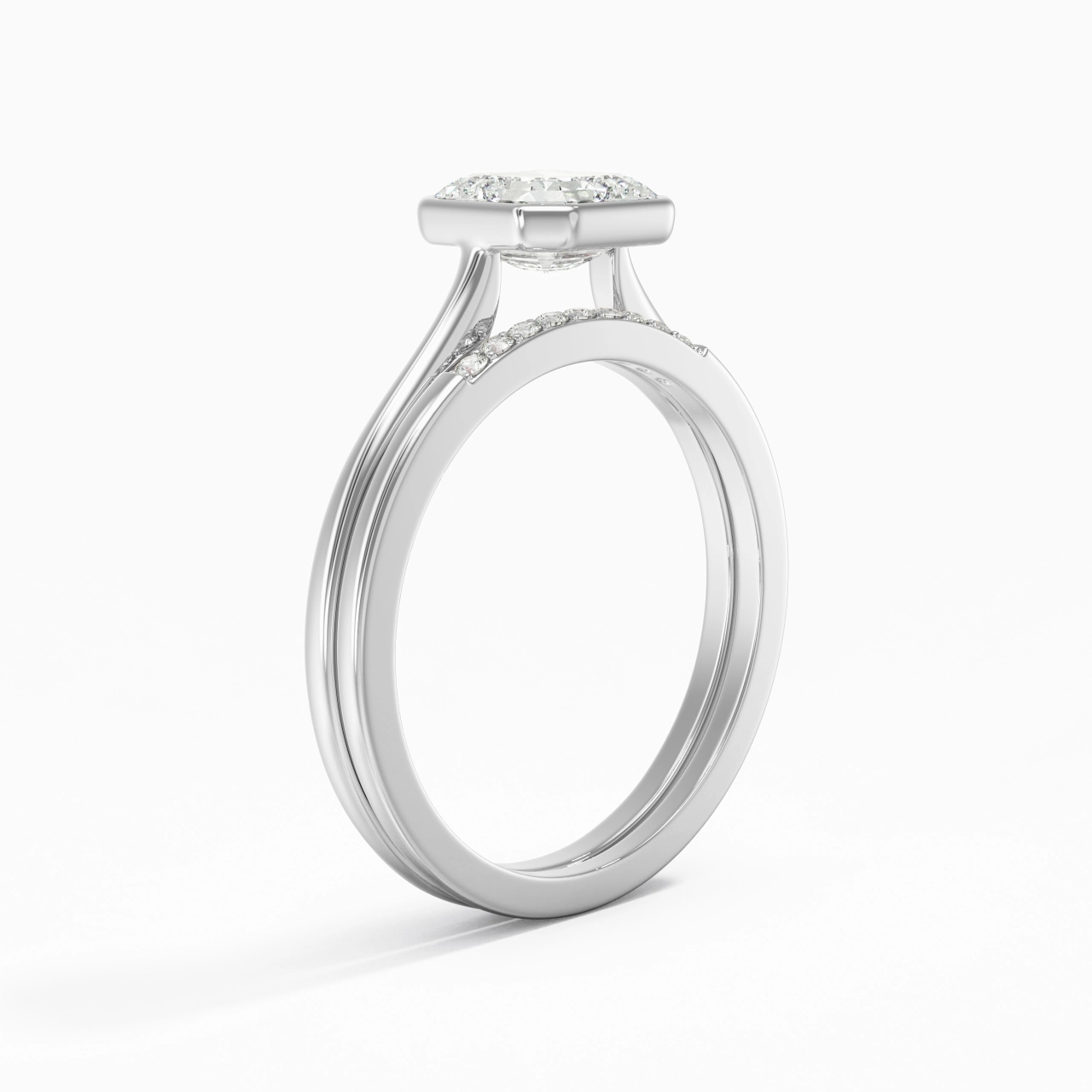 Simple Asscher 1.00ct Moissanite Bridal Set