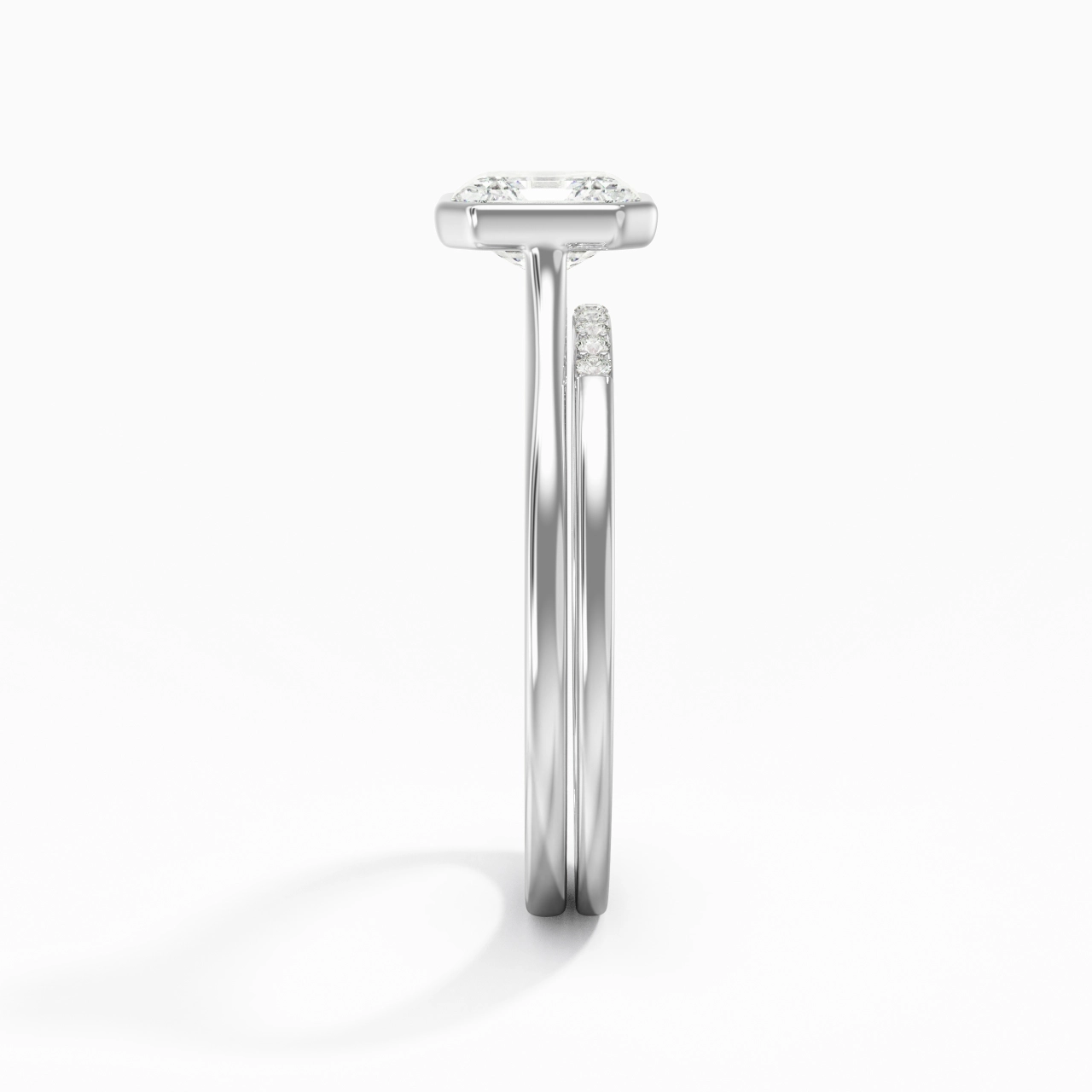 Simple Asscher 1.00ct Moissanite Bridal Set