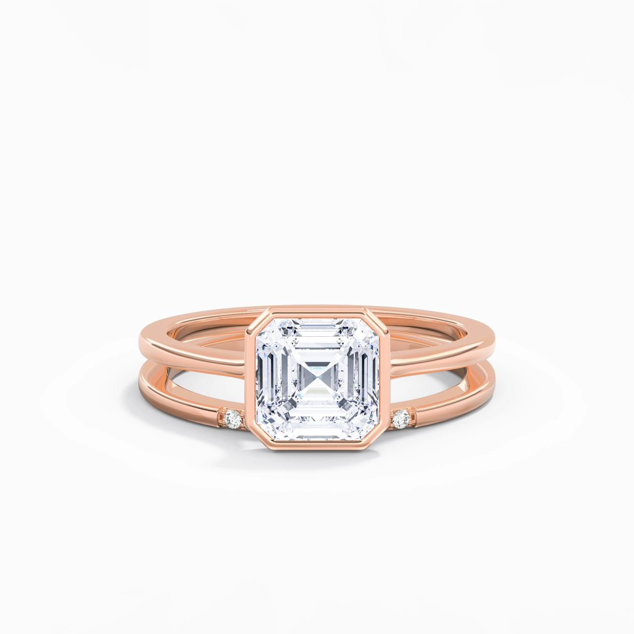 Simple Asscher 2.00ct Moissanite Bridal Set