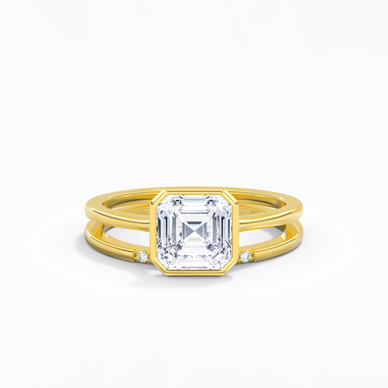 Simple Asscher 2.00ct Moissanite Bridal Set