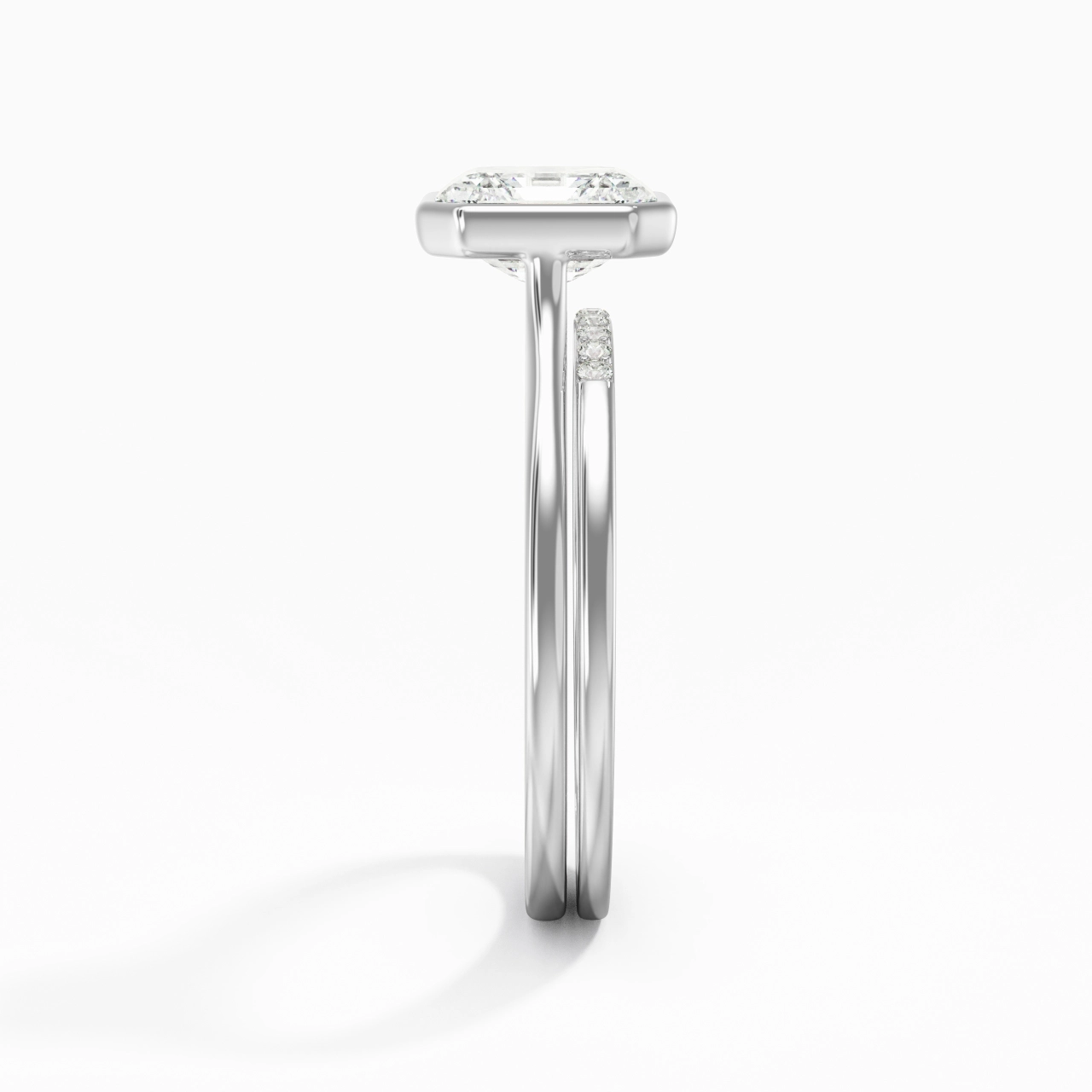 Simple Asscher 2.00ct Moissanite Ensemble nuptial