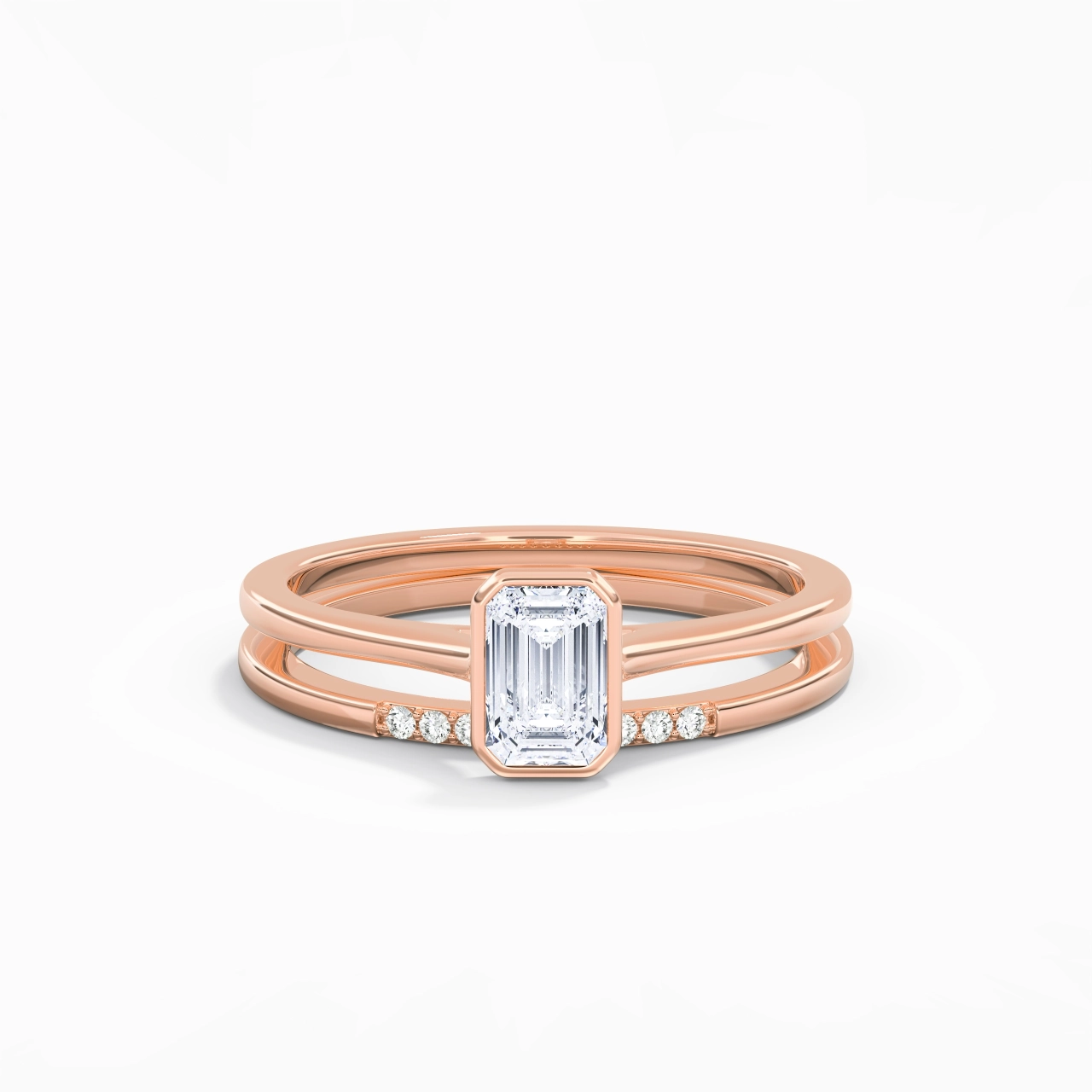 Simple Emerald 0.80ct Moissanite Bridal Set