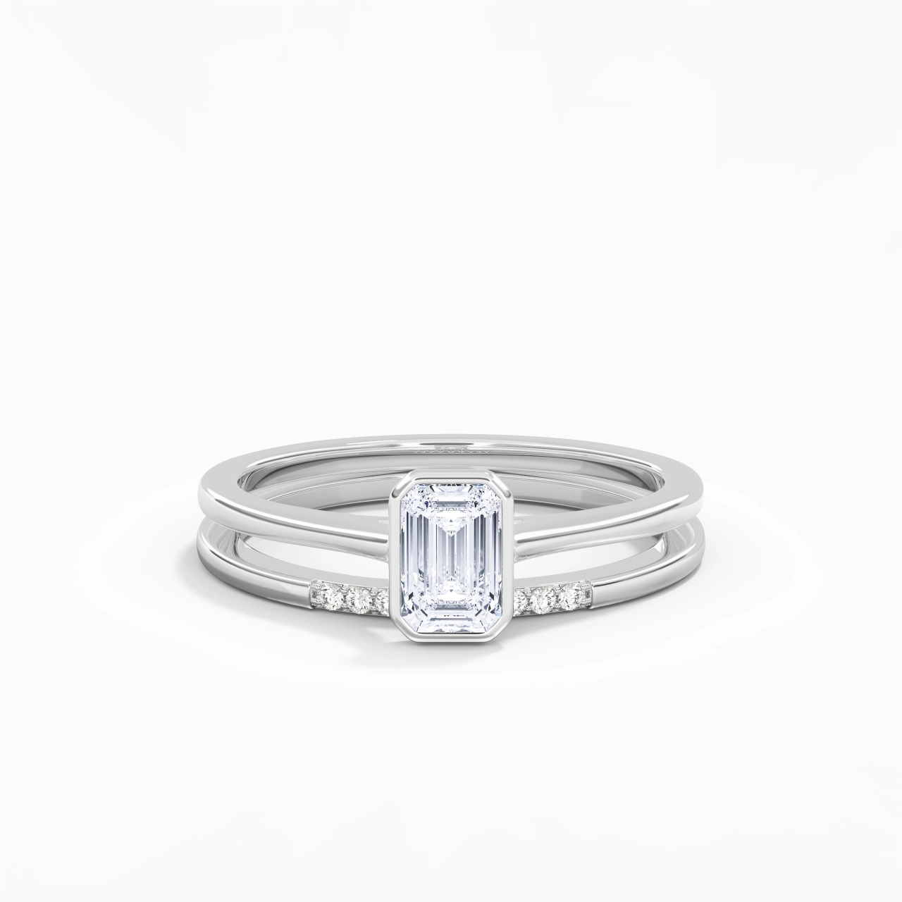 Simple Emerald 0.80ct Moissanite Bridal Set
