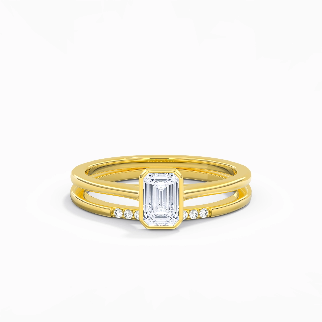 Simple Emerald 0.80ct Moissanite Bridal Set