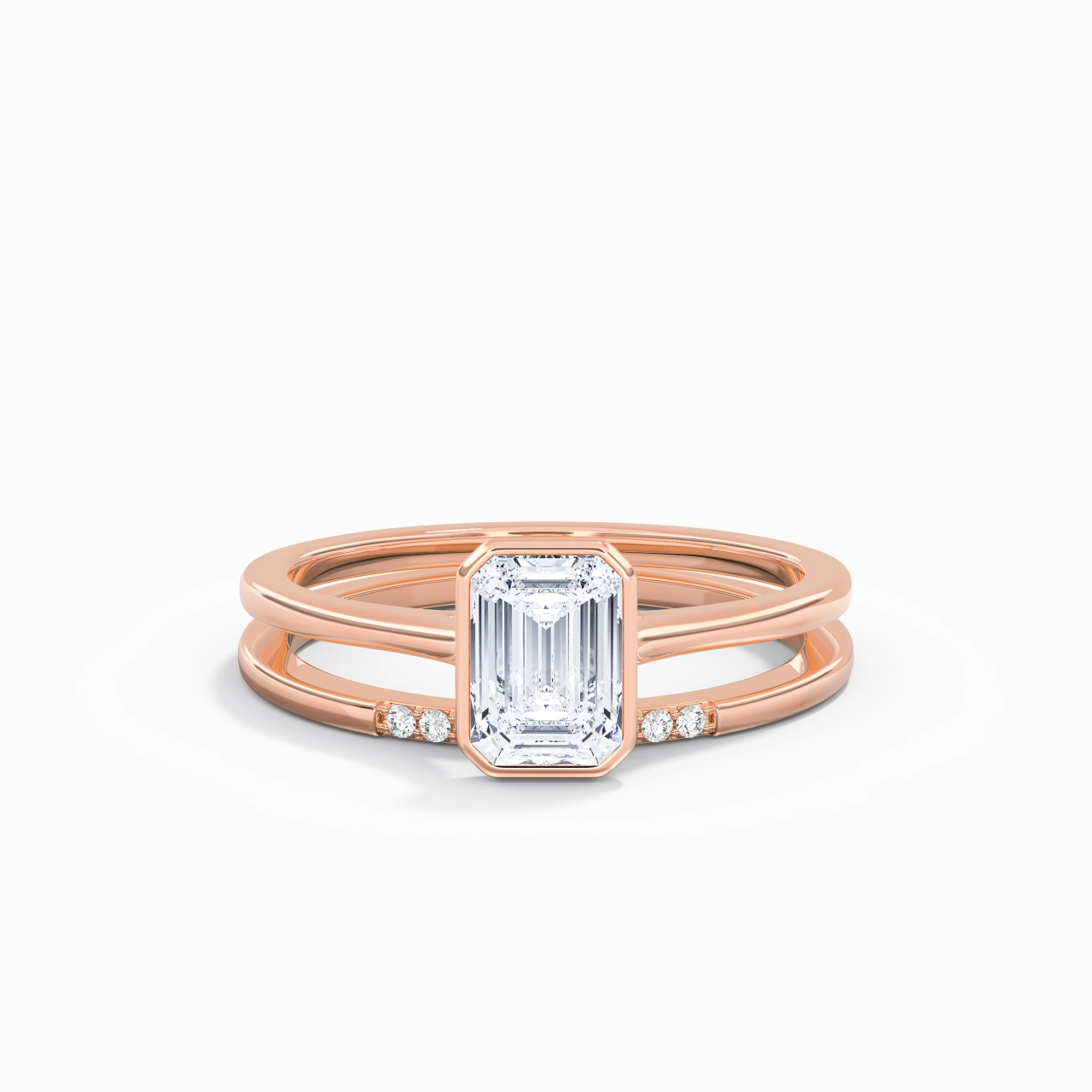 Simple Emerald 1.00ct Moissanite Bridal Set