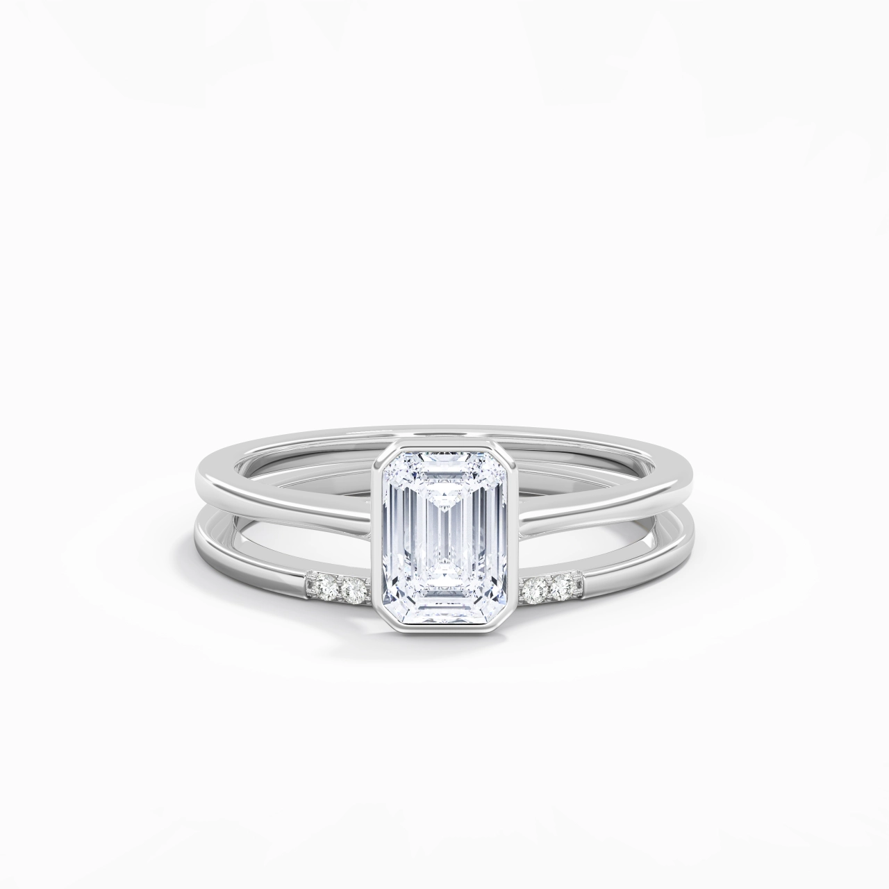 Simple Emerald 1.00ct Moissanite Bridal Set
