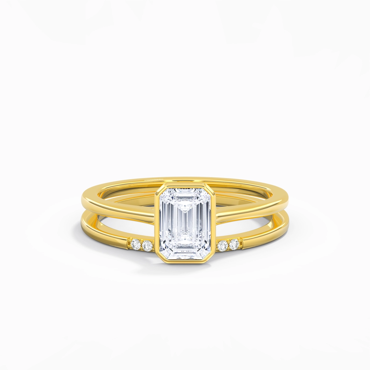Simple Emerald 1.00ct Moissanite Bridal Set