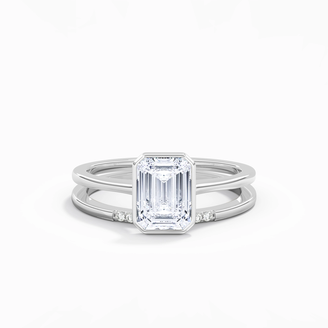 Simple Emerald 2.00ct Moissanite Bridal Set
