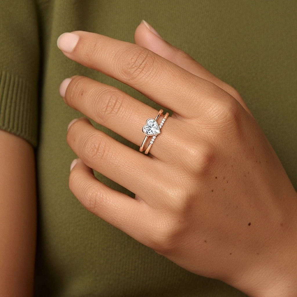 Simple Cœur 1.00ct Moissanite Ensemble nuptial