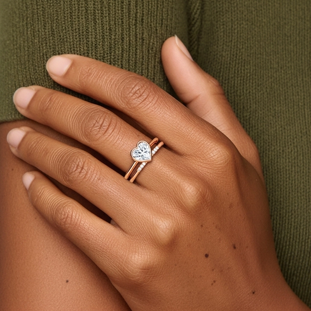 Simple Cœur 1.00ct Moissanite Ensemble nuptial