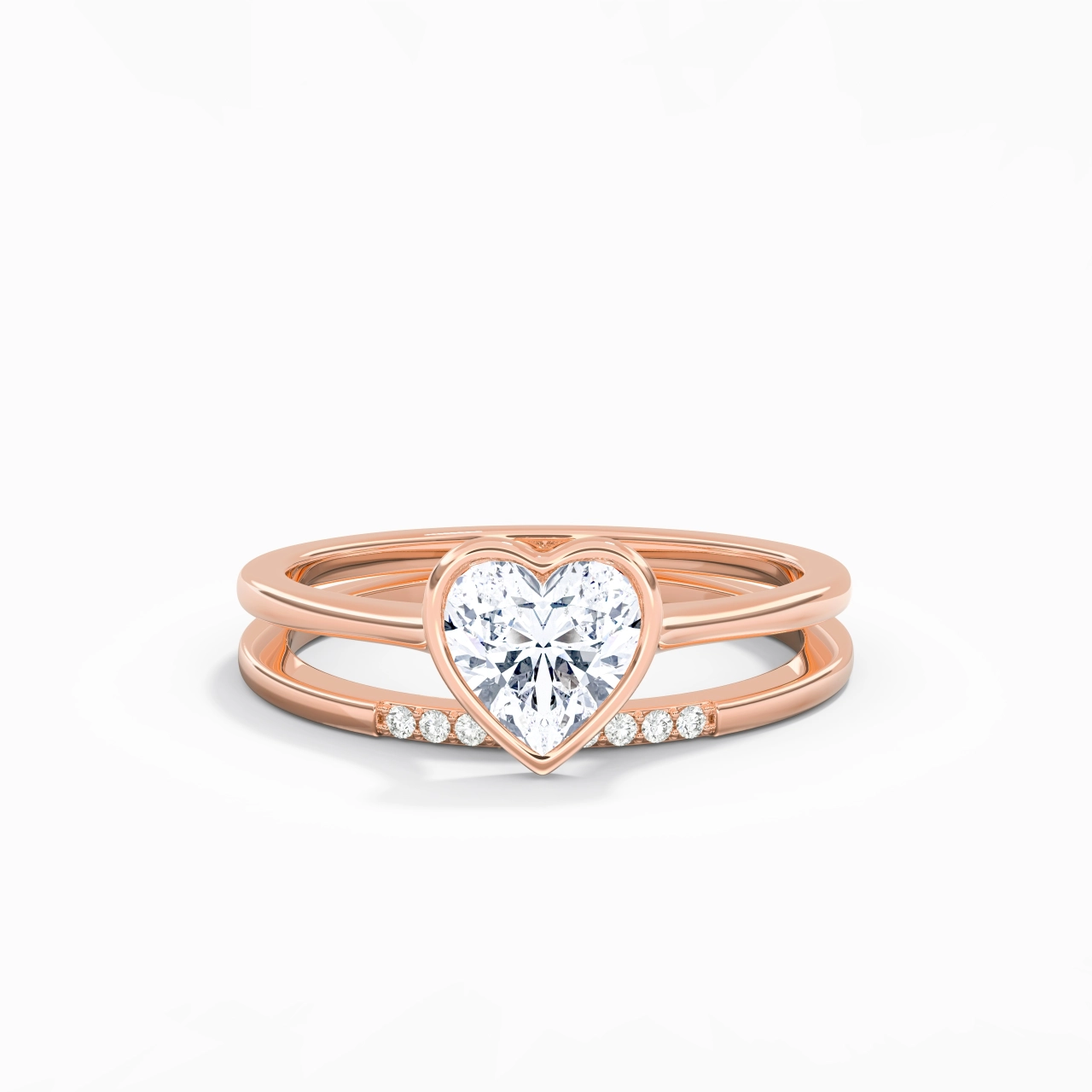 Simple Heart 1.00ct Moissanite Bridal Set