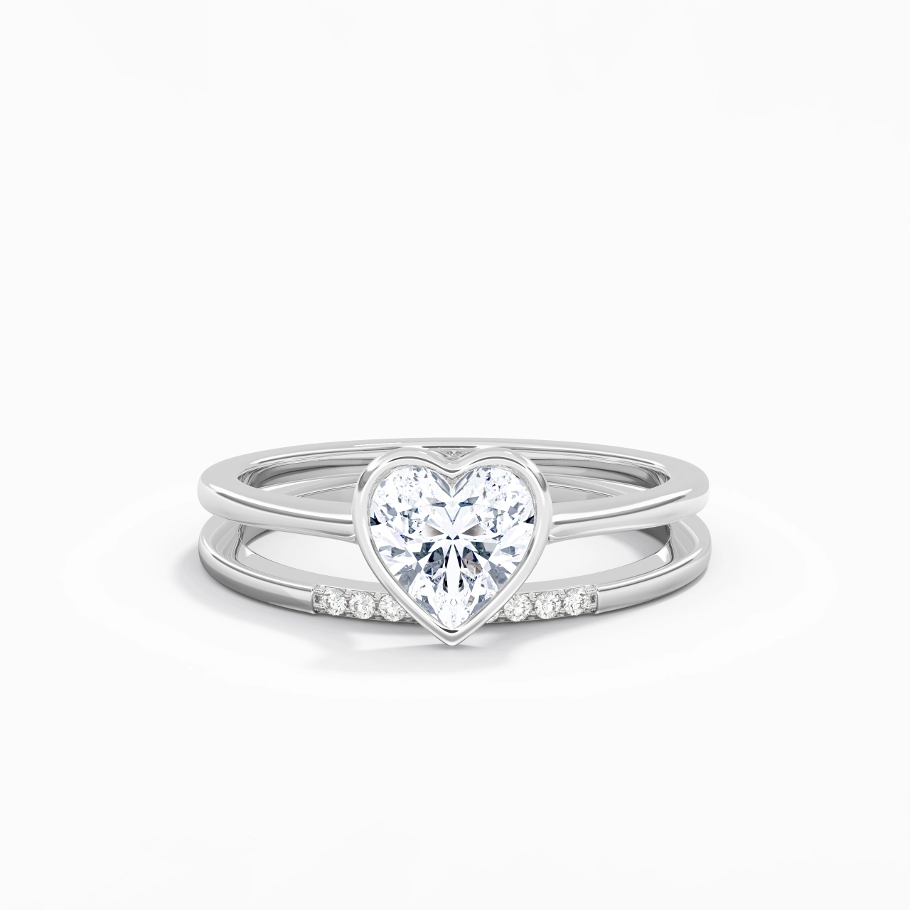 Simple Heart 1.00ct Moissanite Bridal Set