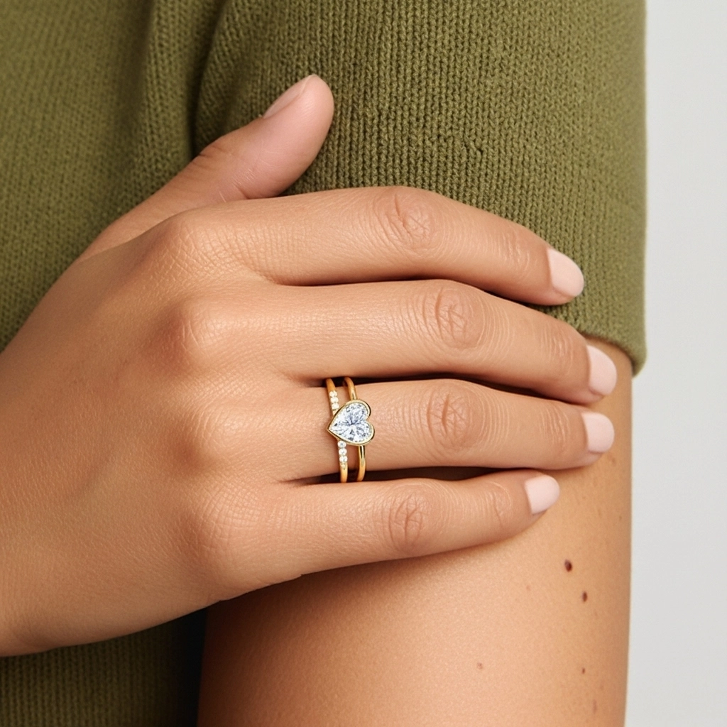 Simple Cœur 1.00ct Moissanite Ensemble nuptial