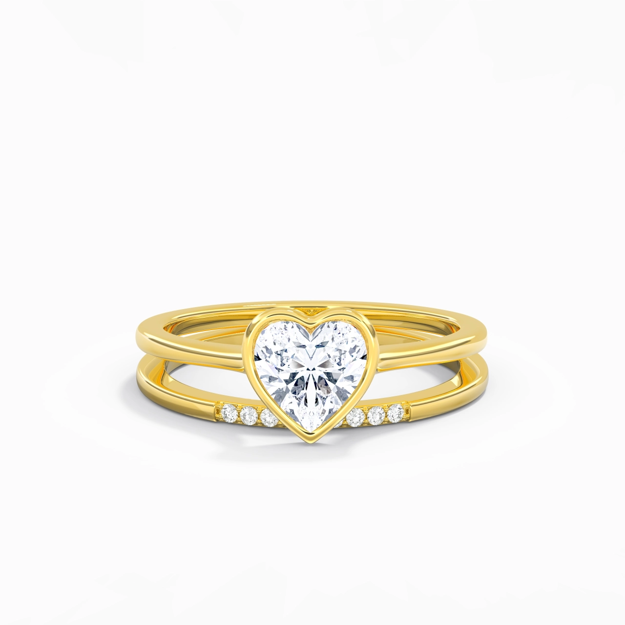 Simple Heart 1.00ct Moissanite Bridal Set