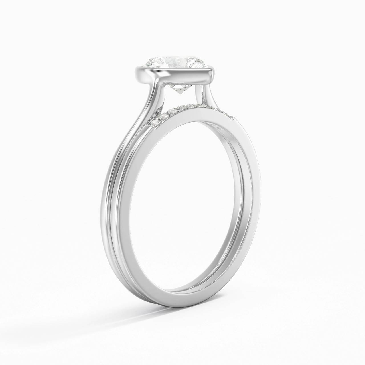 Simple Heart 1.00ct Moissanite Bridal Set