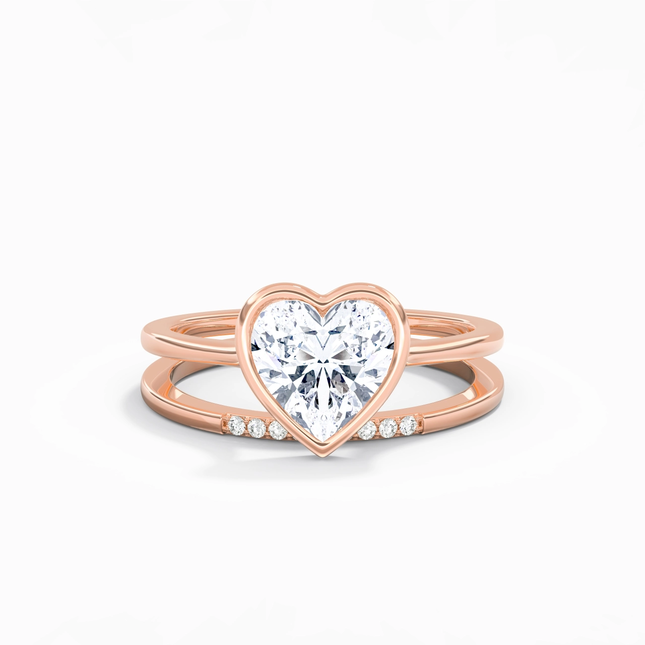 Simple Heart 2.00ct Moissanite Bridal Set