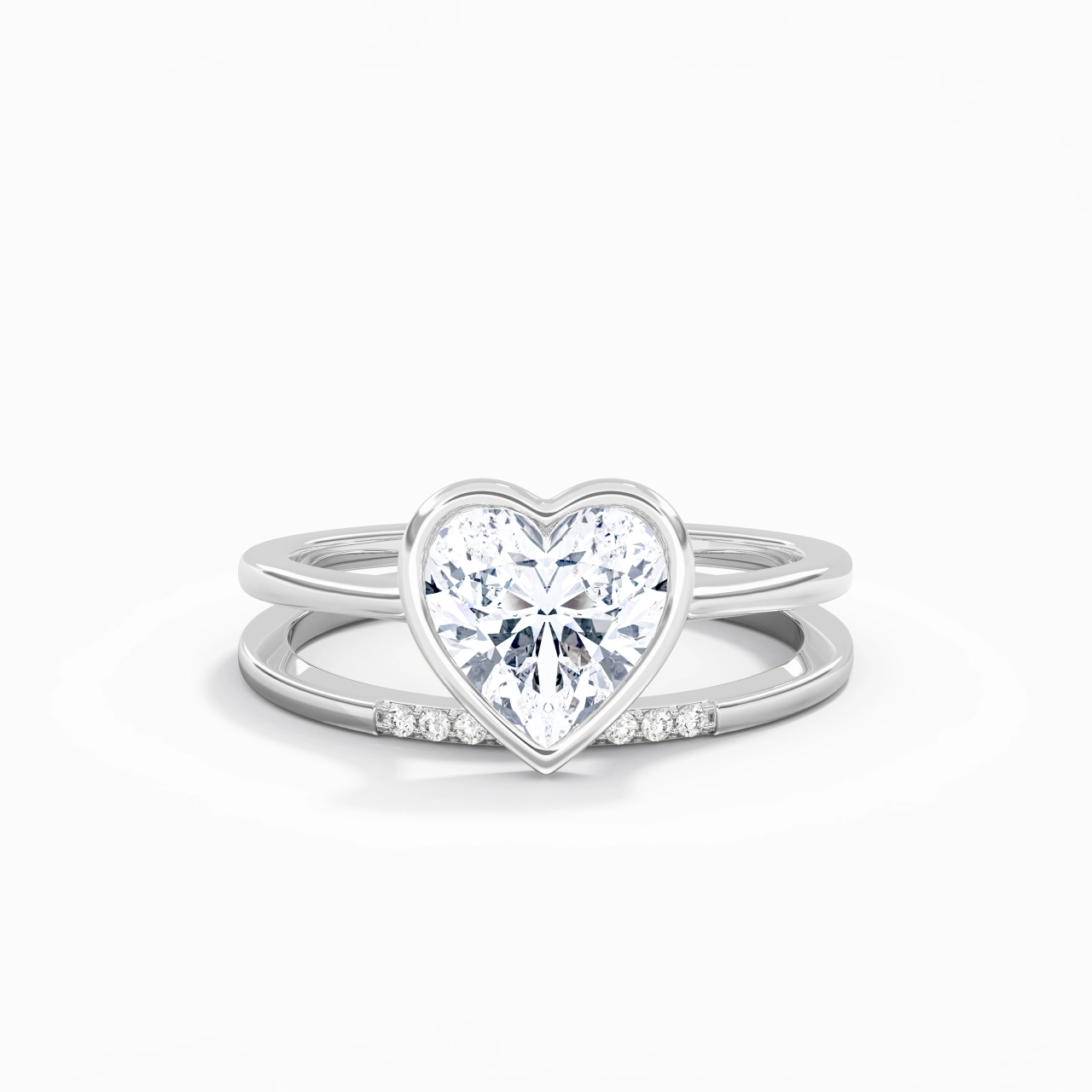 Simple Heart 2.00ct Moissanite Bridal Set