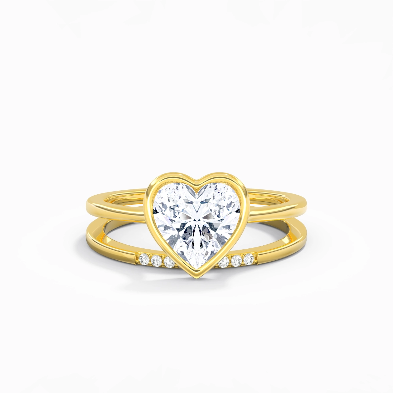 Simple Heart 2.00ct Moissanite Bridal Set