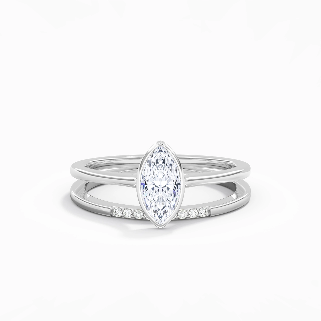 Simple Marquise 0.80ct Moissanite Bridal Set
