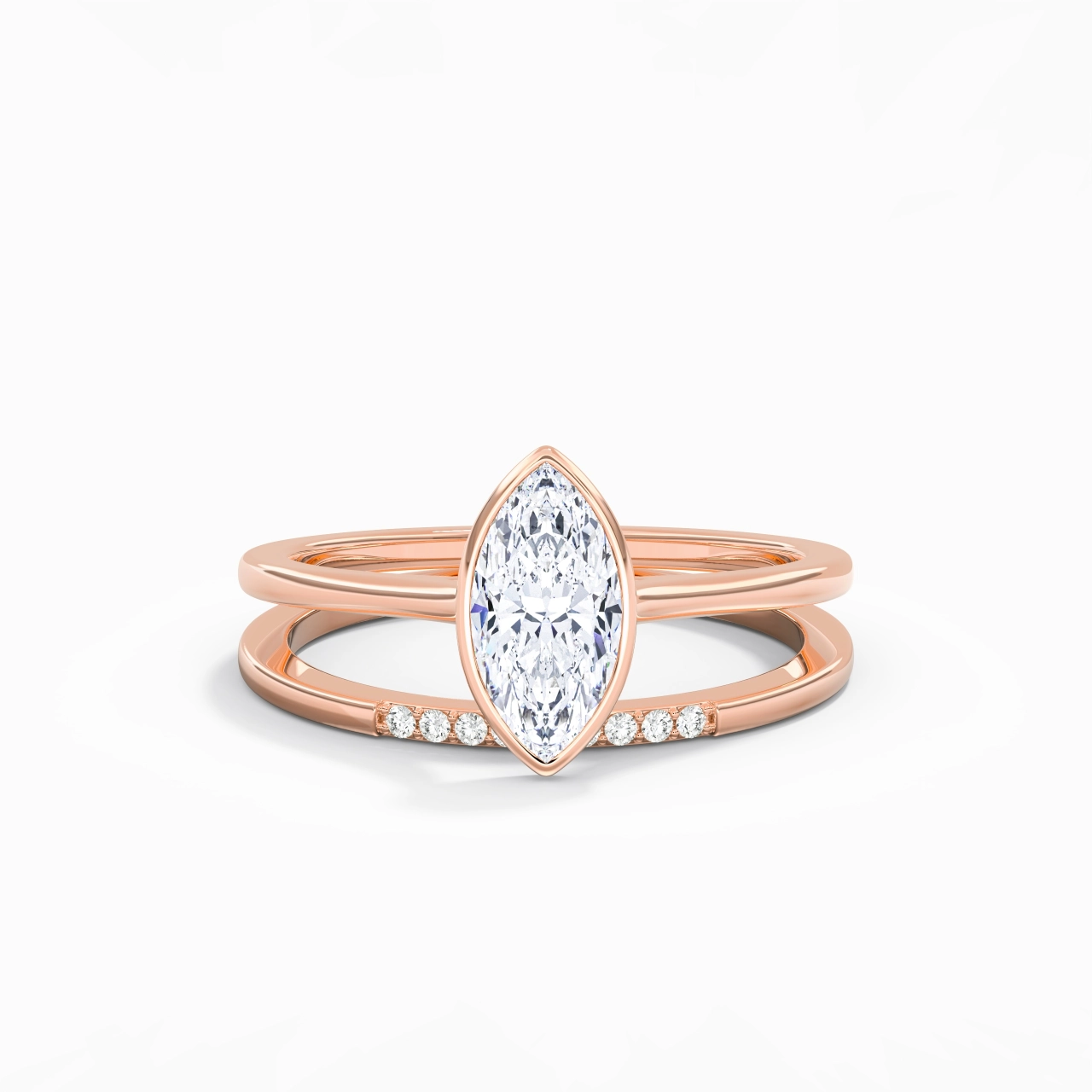Simple Marquise 1.00ct Moissanite Ensemble nuptial