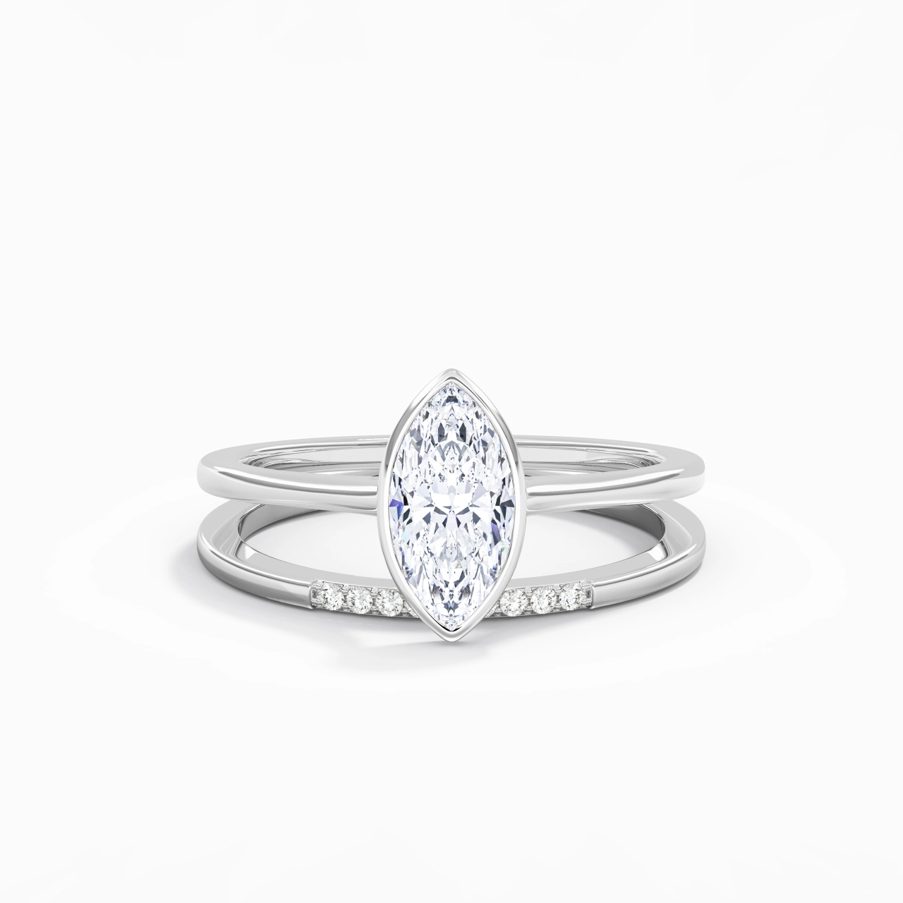 Simple Marquise 1.00ct Moissanite Bridal Set