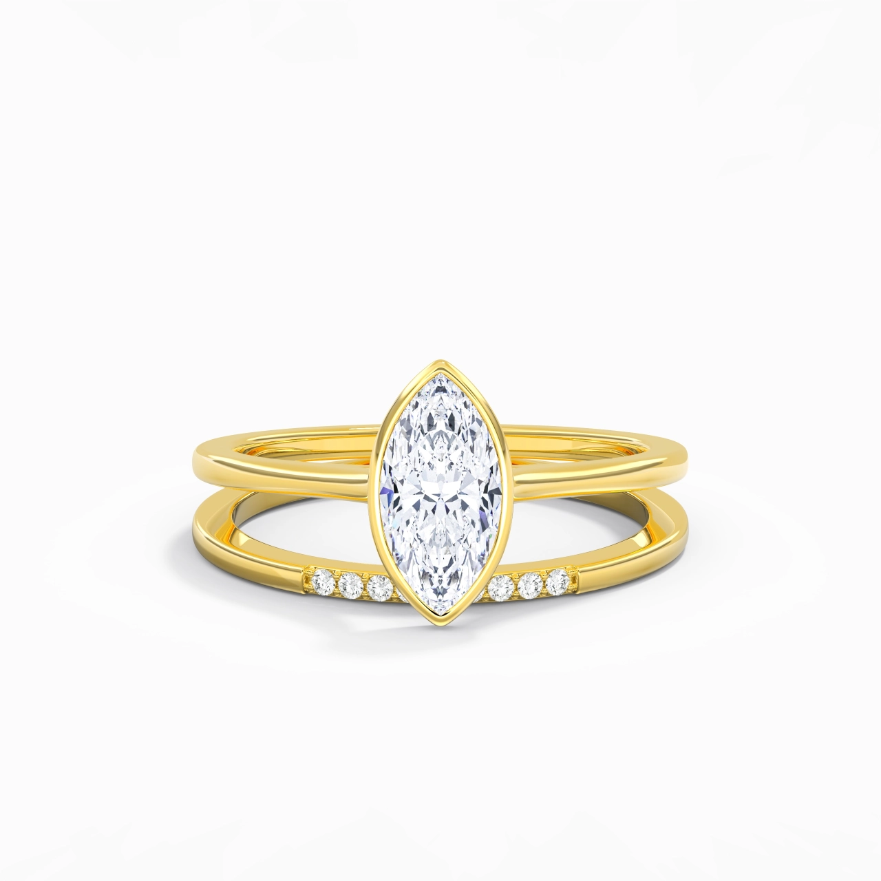 Simple Marquise 1.00ct Moissanite Bridal Set