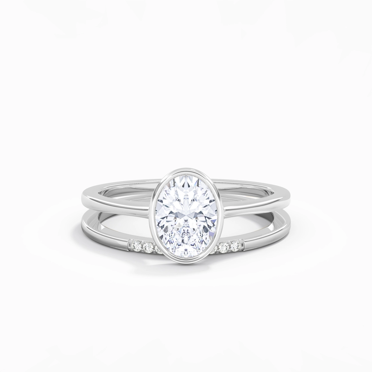Simple Ovale 1.50ct Moissanite Ensemble nuptial