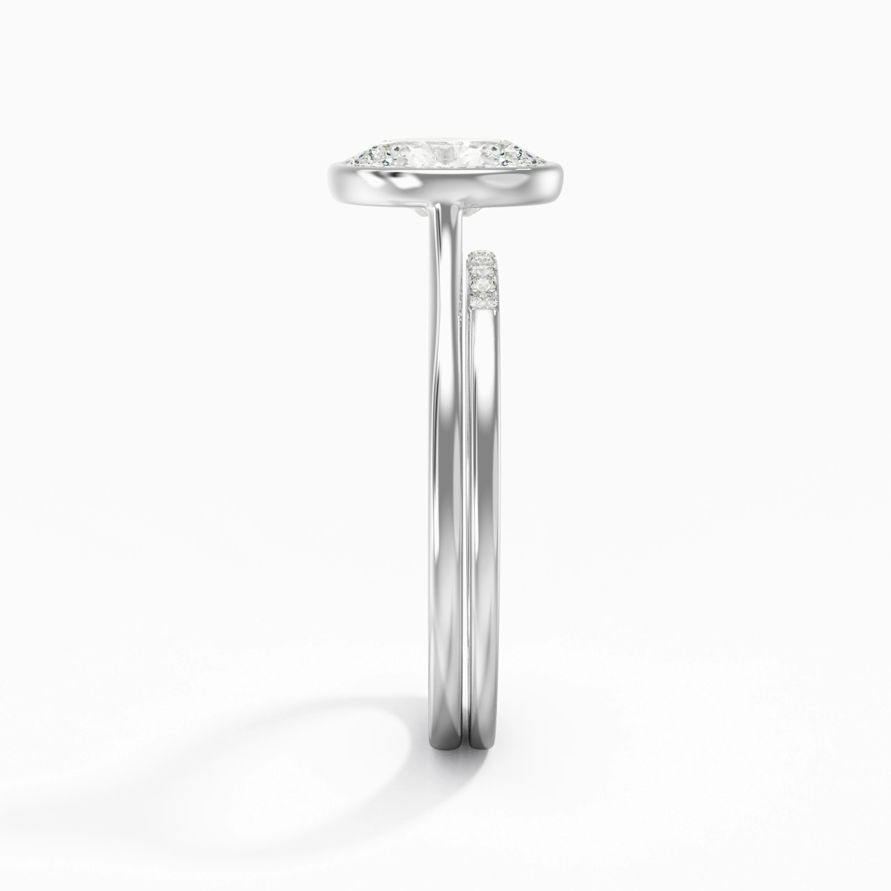 Simple Ovale 1.50ct Moissanite Ensemble nuptial