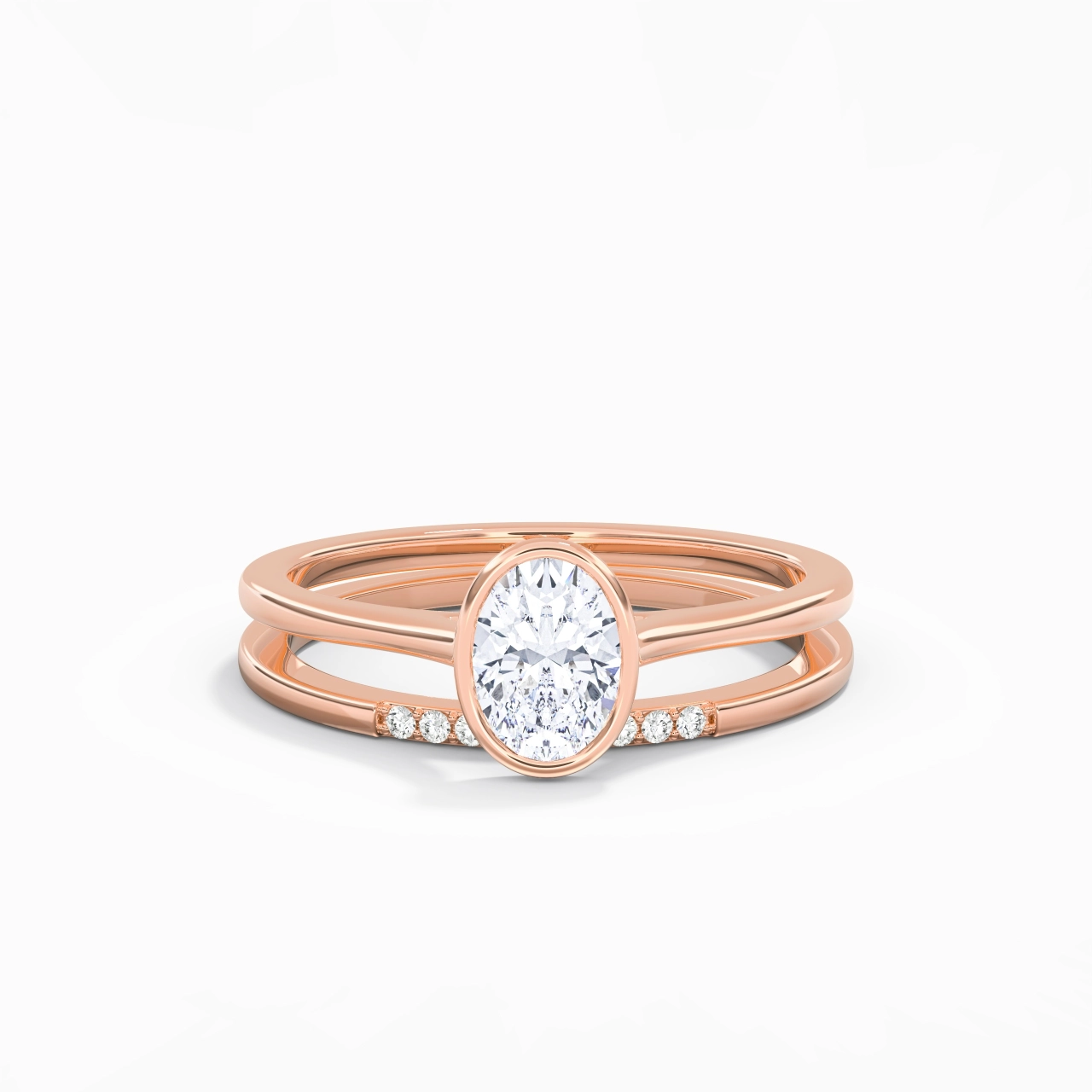 Simple Ovale 1.00ct Moissanite Ensemble nuptial