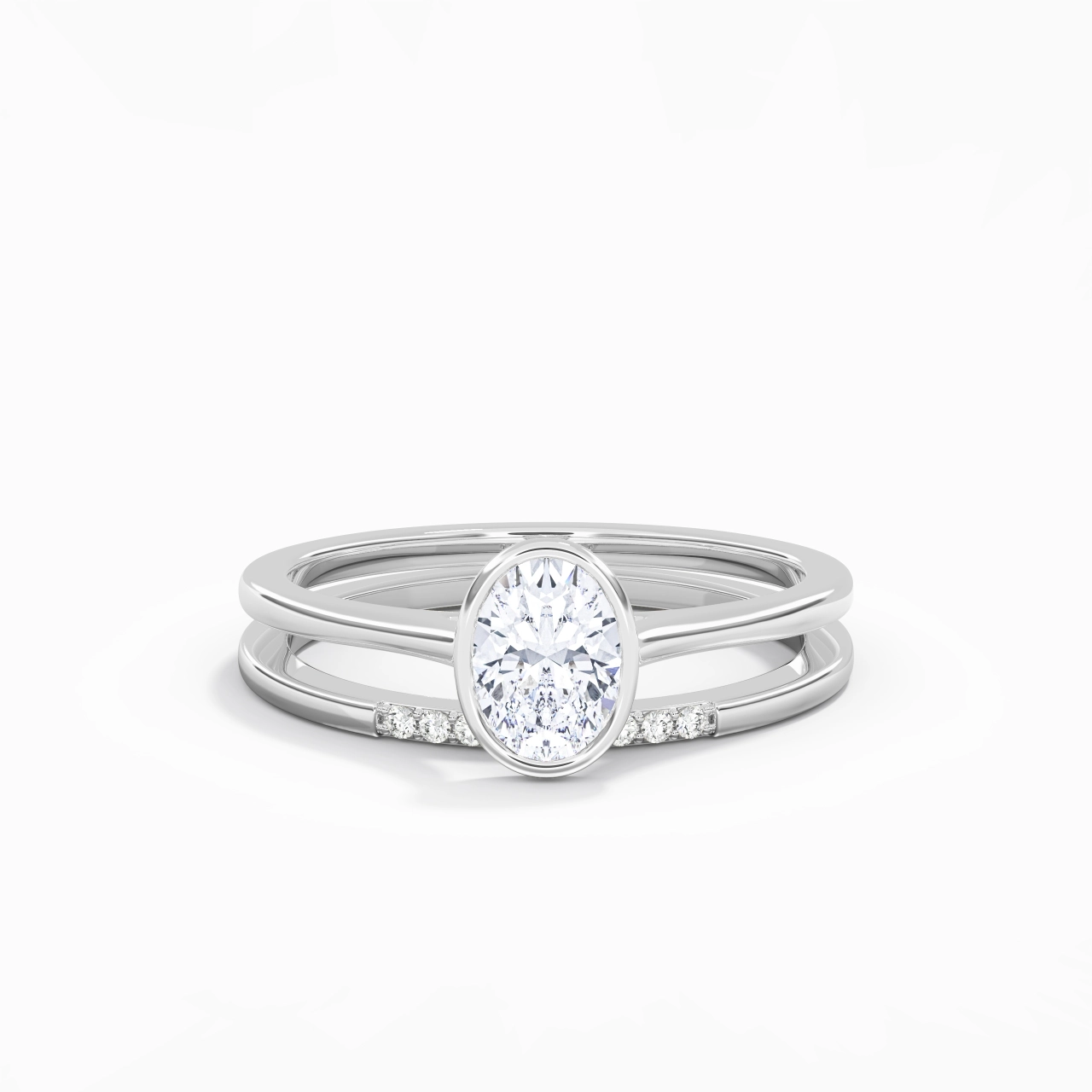 Simple Oval 1.00ct Moissanite Bridal Set