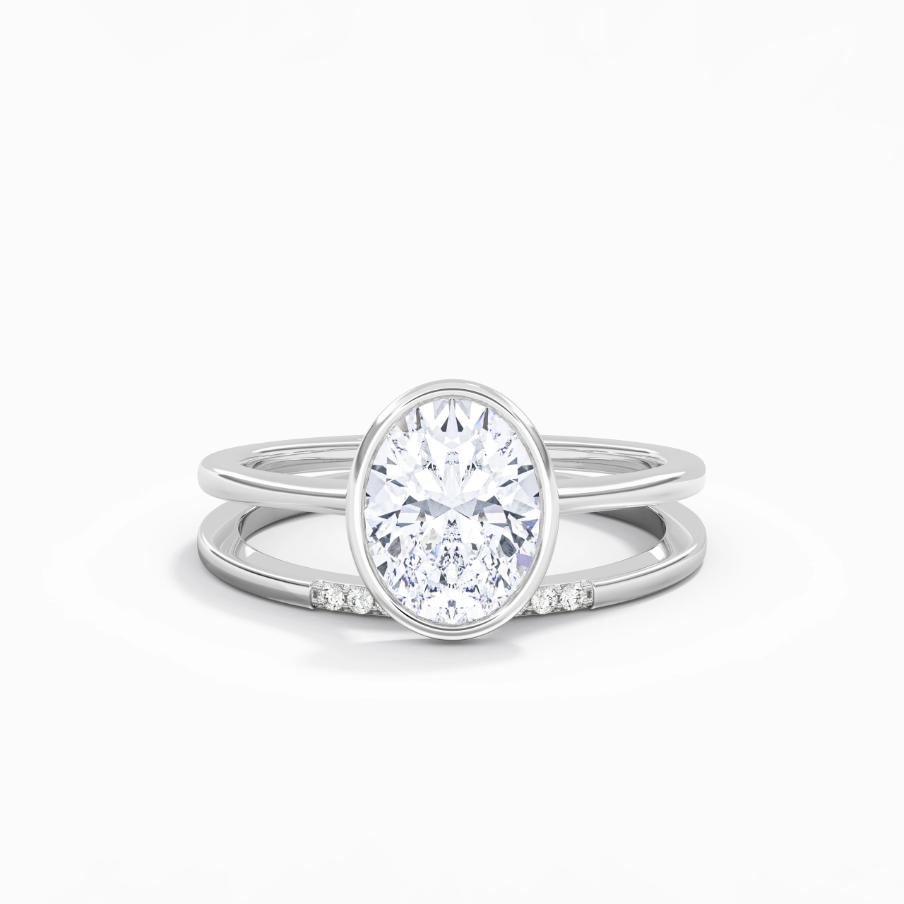 Simple Ovale 2.00ct Moissanite Ensemble nuptial